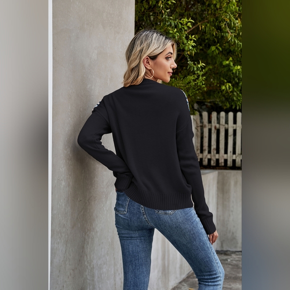 Round Neck Drop Shoulder Sweater - Picture 2 of 3